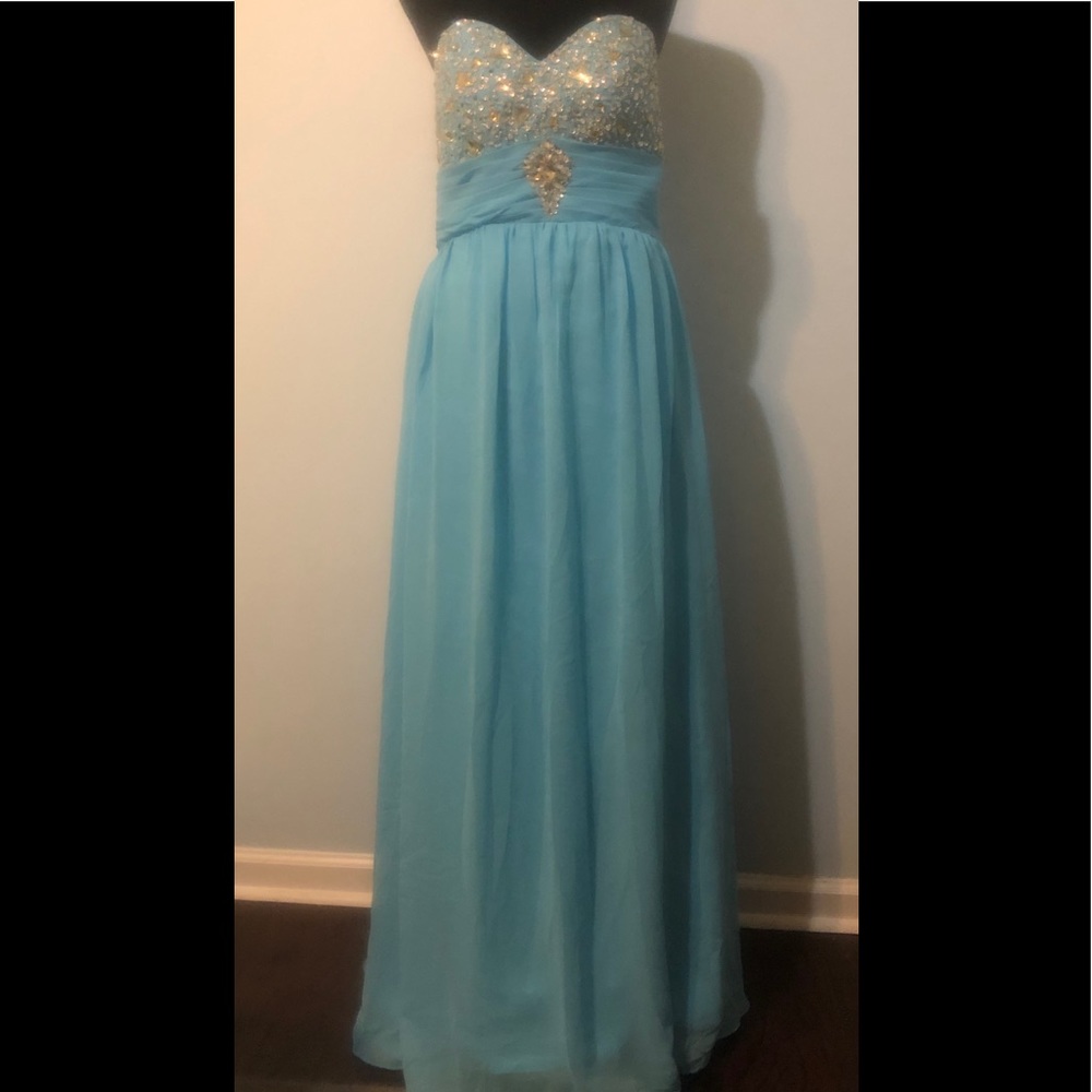 10 Long Blue Elsa Frozen Style Prom Dress Formal